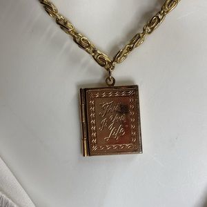 Vintage Mid -Century Gold Tone Locket Book Shaped Says This Is Your Life Opens